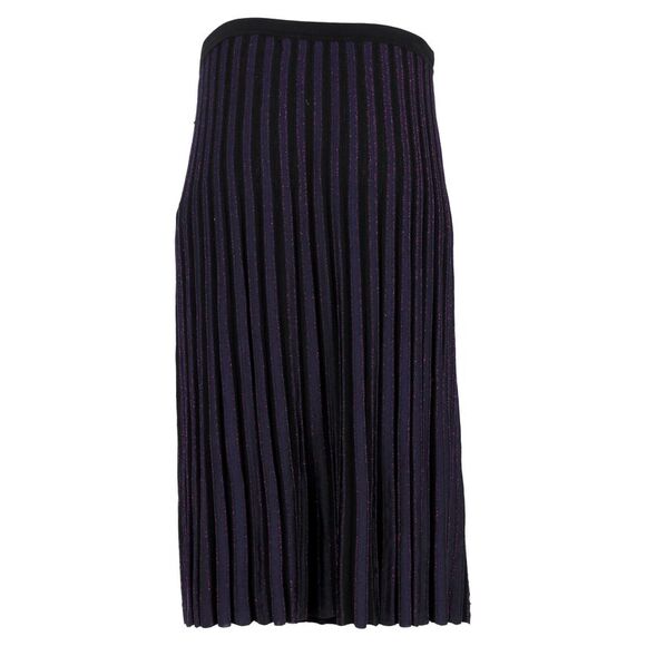 Diane von Furstenberg Klara Pleated Stretch-Knit Midi Skirt In Navy Blue Viscose